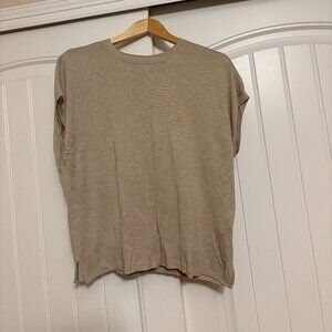 H&M Basic Sleeveless Shell Medium Beige Knit Acrylic Viscose Blend Sweater